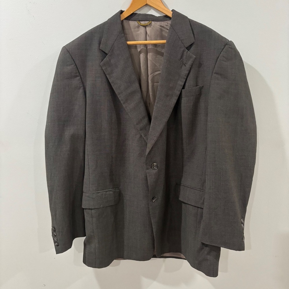 Hart Schaffner & Marx Gold Trumpeter Mens 43L Grey Wool 2 Button Blazer Jacket
